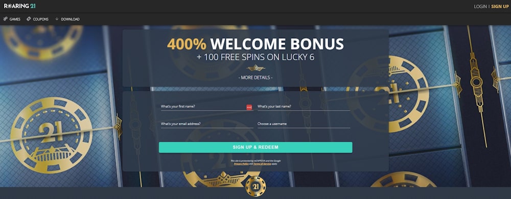 Roaring 21 Casino bonus for USA