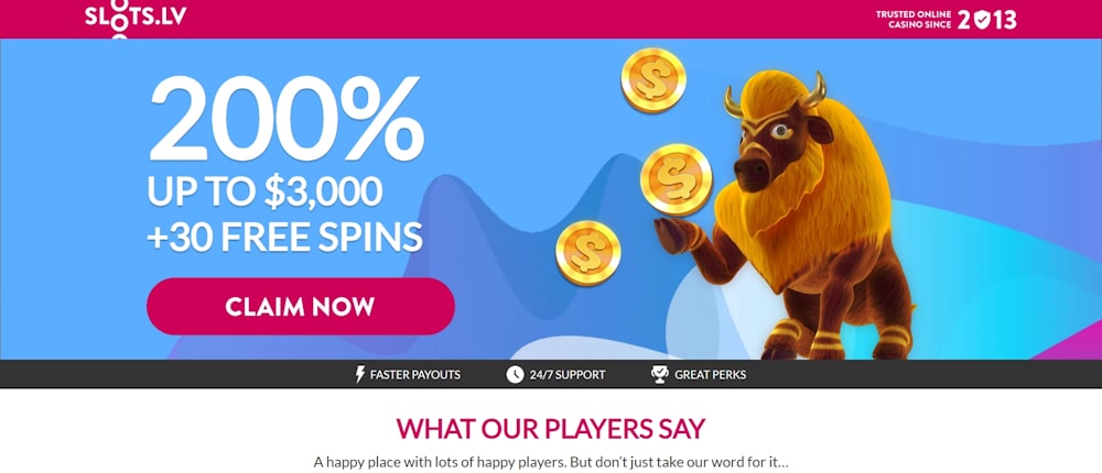 Slots.lv Casino bonus for USA