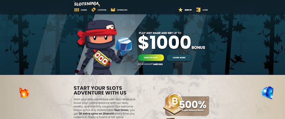 Slots Ninja Casino bonus for USA